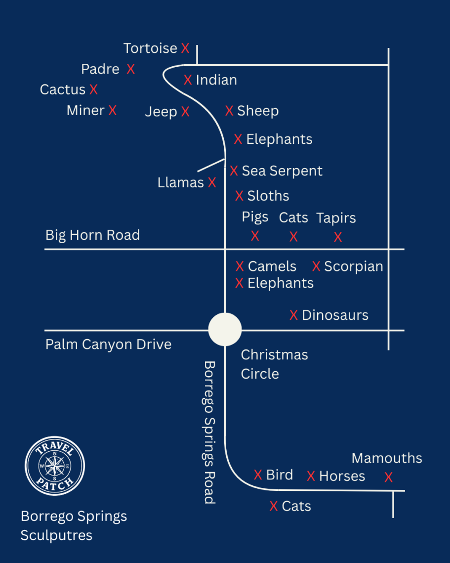 Borrego Springs Sculptures Map Borrego Springs Sculptures Map