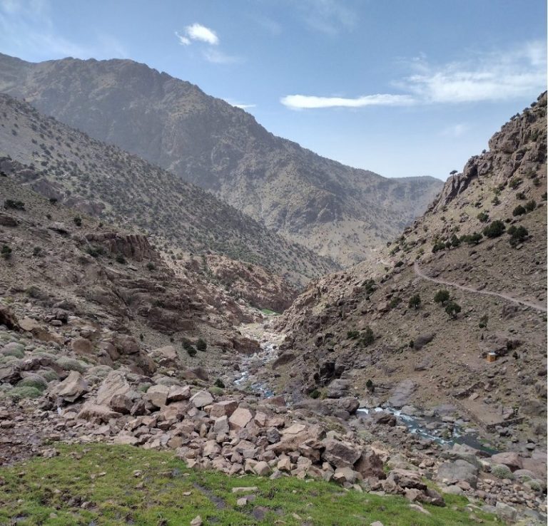 Typical scenery on the way down Mount Toubkal Typical scenery on the way down Mount Toubkal