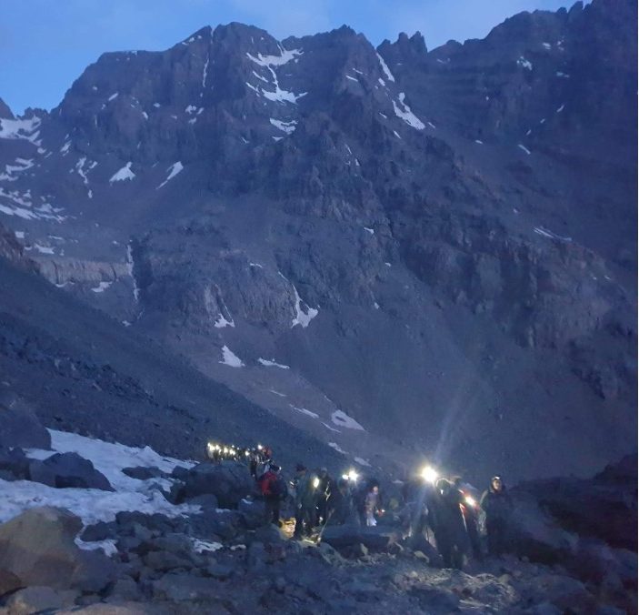 Setting off at 4.30am to reach the summit of Mount Toubkal for sunrise Setting off at 4.30am to reach the summit of Mount Toubkal for sunrise